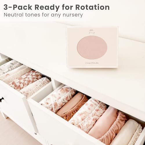 Image of Konssy 3 Pack Stretchy Bassinet Sheets for Baby Girl Boy, Soft Breathable Baby Bassinet Mattress Sheets Fit for Hourglass Oval Cradle, Moses Basket Rectangle Mattress (Pink Spring)