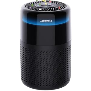 AIRROMI Air Purifiers for Home Bedroom Up to 765 Ft²,with Activated Carbon Filter,Aromatherapy,RGB nightlight,Quiet 360° intake Air Cleaner for Pet Hair,Pet Dander, Allergies,Smoke,Odor, A2005 Black
