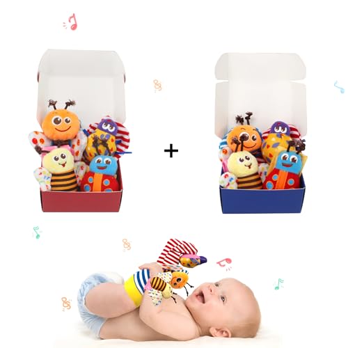 Image of Bloobloomax Baby Rattles Toys for 0-12 Month, Infant Girl Boy Toys for Babies 3-6 Months, Newborn Hand & Foot Toys for 0 to 9 Months, Baby Shower Gifts Set with Wrist Rattle Socks