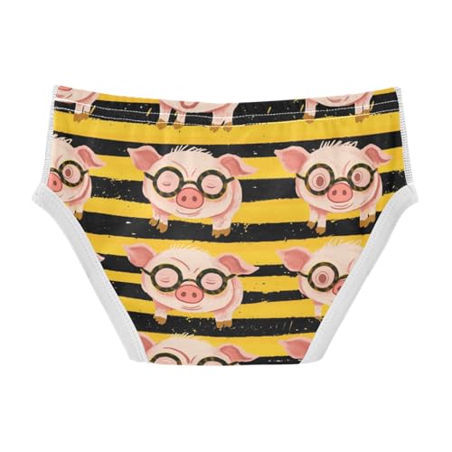 Wusikd Pink Piglets Glasses Boys' Underwear Cotton Yellow Stripes Boys Briefs Soft Toddler Underwear 2T2