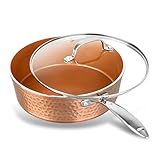 GOTHAM STEEL MODERN: This beautiful hammered sauté pan features a healthy nonstick ceramic surface requiring little oil. It functions as a small sauce pan or pot pan with the lid that nests neatly with your other cookware. It as a versatile cook pan ...
