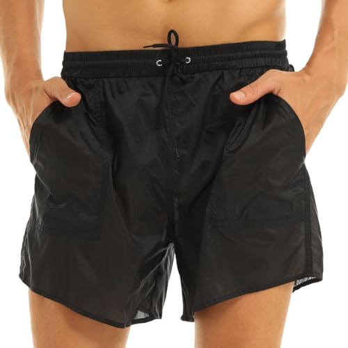Men's Summer Swim Trunks See-Through Drawstring Quick Dry Surf Boardshorts Bathing Suit Shorts with Mesh Lining
