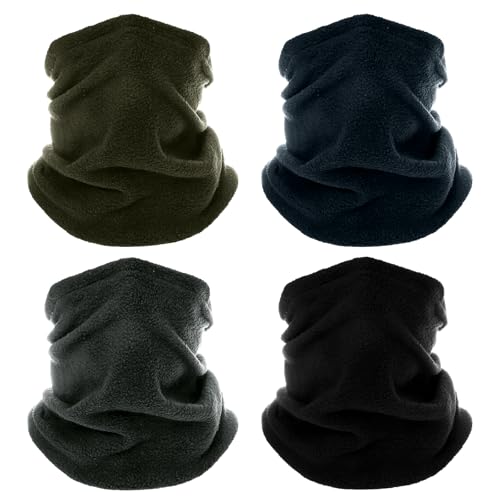 4 Pack Winter Neck Warmers Face Mask for Men Women Fleece Neck Gaiter Mask Face Cover Balaclava Scarf