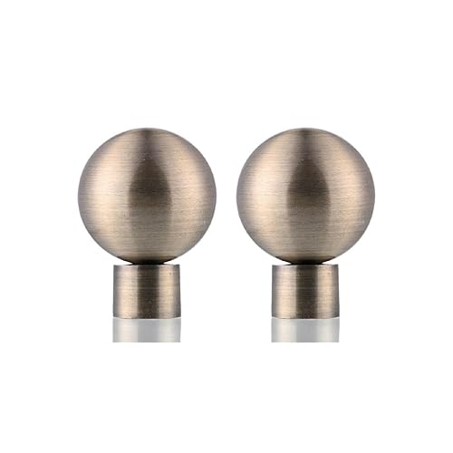 Lister Cartwright 19mm Curtain Pole Ends Finials Pack of 2 Adjustable Screws Available in Colours Antique Brass (Metal Ball Finials)