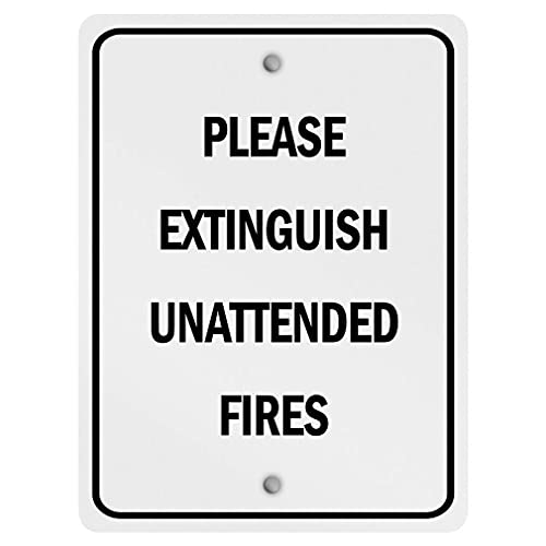 Yawhevg Please Extinguish Unattended Fires Extinguisher Metal Sign Decorative Sign Aluminum Sign 8 x 12 Inch