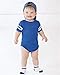 RABBIT SKINS Baby Soft Short Sleeve Football Bodysuit (4437) Vintage Royal/Blended White, 6M