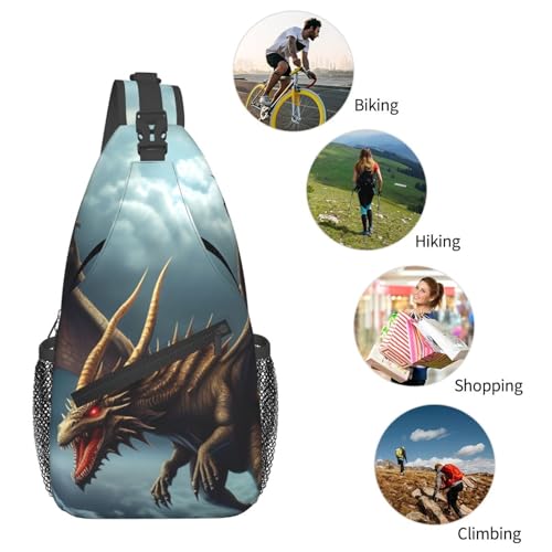 Flying Dragon Cross Chest Bag negro para hombres y mujeres miniatura 6