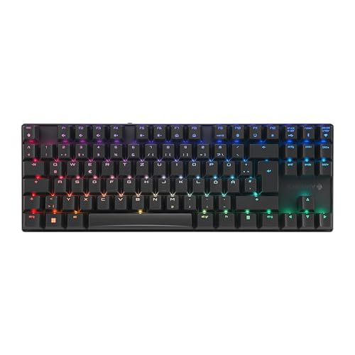 CHERRY MX 8.2 TKL Wireless, Clavier de Jeu sans Fil sans Pavé Numérique, Disposition Allemande (QWERTZ), Bluetooth, 2,4 GHz & Câble, MX2A Red Switches, Noir