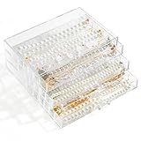 SPAKOWN Necklace Holder Organizer Box, Clear Jewelry Box for Necklaces with 3 Drawers Pendant Display Case Dustproof Necklace Storage for Women and Girls (Clear)