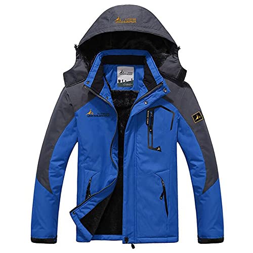 Winter Parka männer windburk Plus samt Dicke warme Winddichte pelzmäntel männliche Kapuze Anorak jacken männer Winter jacken dick jacken Parkas (Color : Blue, Size : L) Cover