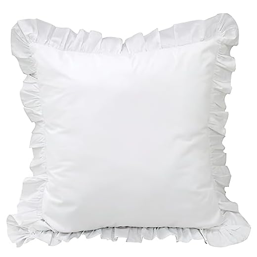 Queen's House White Euro Sham Ruffle Pillowcase 26''x26'' -1 Piece