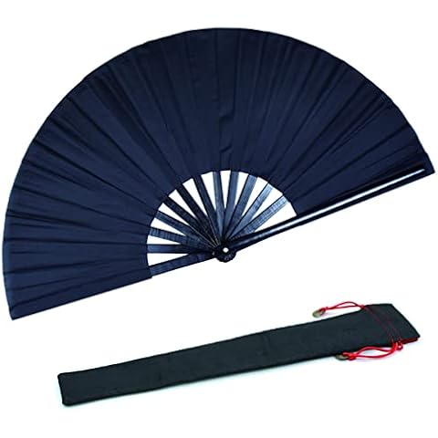 HONSHEN Folding Hand Fan with Bamboo for Women Men, Chinese Japanese Bamboo Fan Hand Fan for Festival, Dance, Gift, Performance, Decorations (Bamboo Fan Black+case) Cover