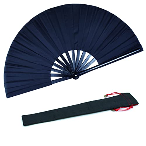 HONSHEN Bamboo Folding Fan, Black, 13 x 25 Inches (Open), 13 x 1 x 0.5 Inches (Folded), Japanese Style, Outdoor Use