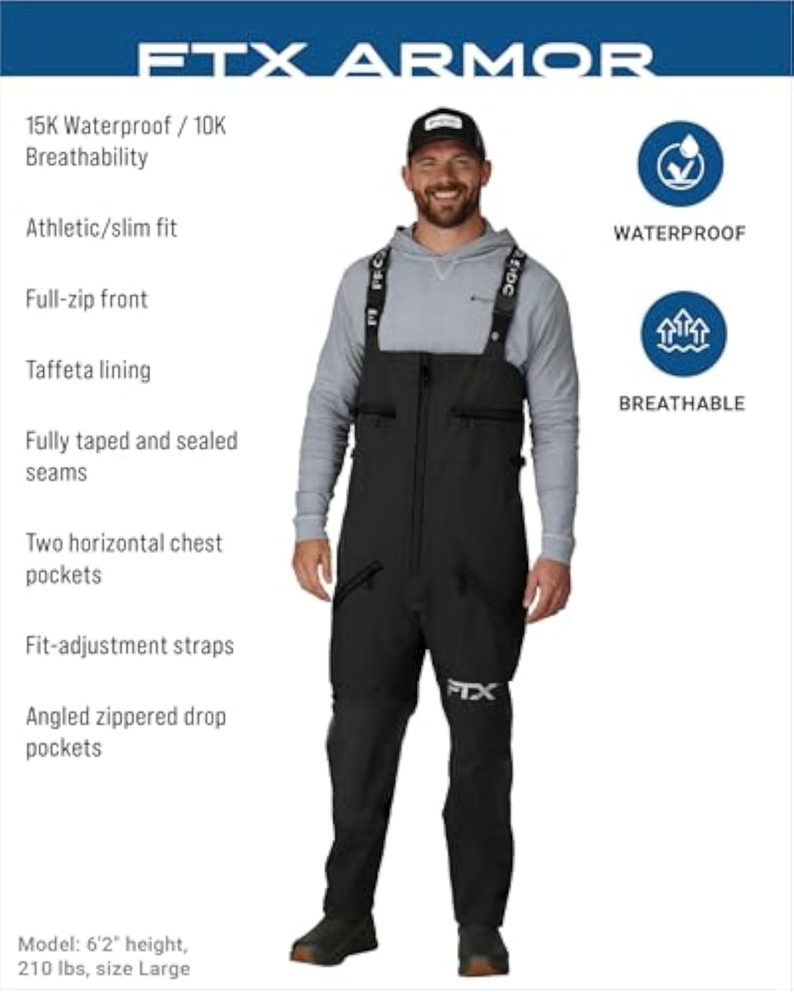Men's FTX Armor Premium Waterproof Rain, Fishing Bibs