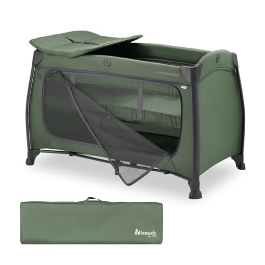hauck Lit Parapluie Bebe Play N Relax Center, Inclus Niveau pour Nouveau-Né, Table à Langer, Sac de Transport, Ouverture Latérale XL, Pliable, Compact, de la Naissance à 15 kg - Vert Foncé