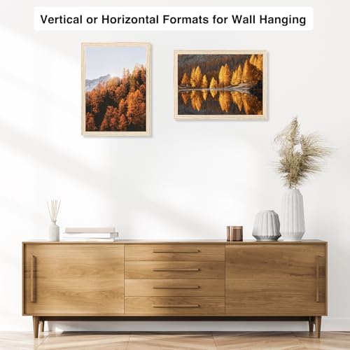 Image of JCJMY 11x14 Picture Frame for Wall Hanging, Wall Mounting Horizontally or Vertically, 11 x 14 Wall Gallery Poster Photo Frame with Shatter Resistant Plexiglass, Natural