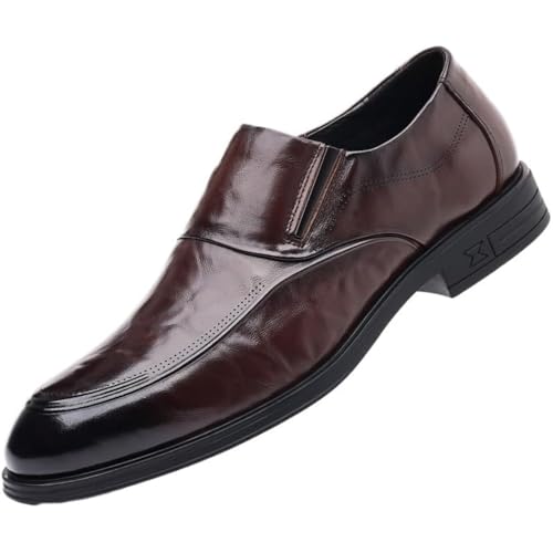 Men's Comfort Orthopedic Dress Shoes, Slip-On Brogue Loafers, Cow Leather, Casual Business Formal Footwear