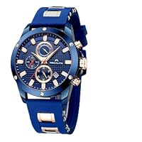 MEGALITH Reloj Hombre Grande Cronografo: Relojes de Pulsera Azul Impermeable Deportivo Analógico - Regalo para Esposo Padre Aniversario Cumpleaños