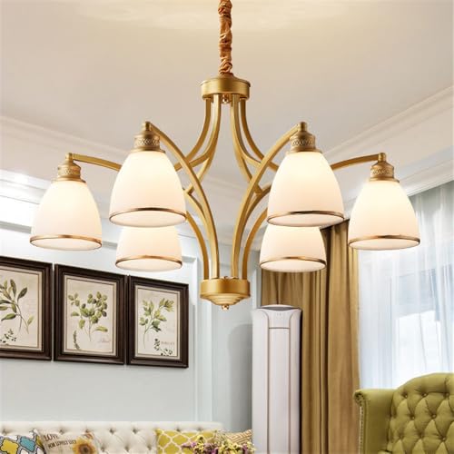 Lustre rétro américain LED européen de luxe J 6 lumières pour salon et villa