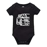 Pengshiliu Beautiful car Newborn Baby Romper Bodysuit Short Sleeve Onesie Black