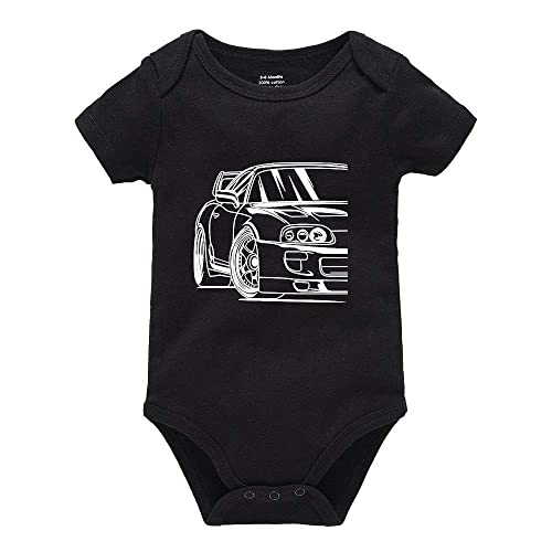Image of Pengshiliu Beautiful car Newborn Baby Romper Bodysuit Short Sleeve Onesie Black