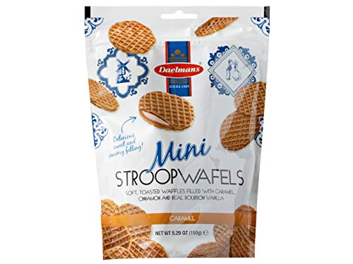 DAELMANS Stroopwafels, Dutch Waffles Soft Toasted, 2 Pack Assortment, Caramel, Office Snack, Mini Size, Kosher Dairy, Authentic Made In Holland, 1 Pouch, 5.29 oz (2 Pack)