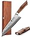XINZUO Coltello da Cuoco Giapponese Acciaio Damasco 21.5 cm, Professionale Coltello da Cucina Acciaio Giapponese in Polvere -Desert Ironwood Manico -con Confezione Regalo