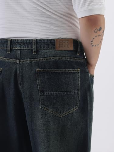 Image of Urbano Plus Men's Loose Baggy Fit Heavy Washed Jeans Non-Stretchable