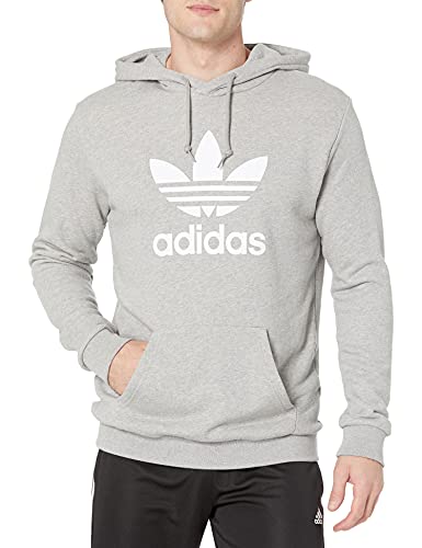 adidas Originals Men s Adicolor Classics Trefoil Hoodie, Medium Grey Heather White, X-Large