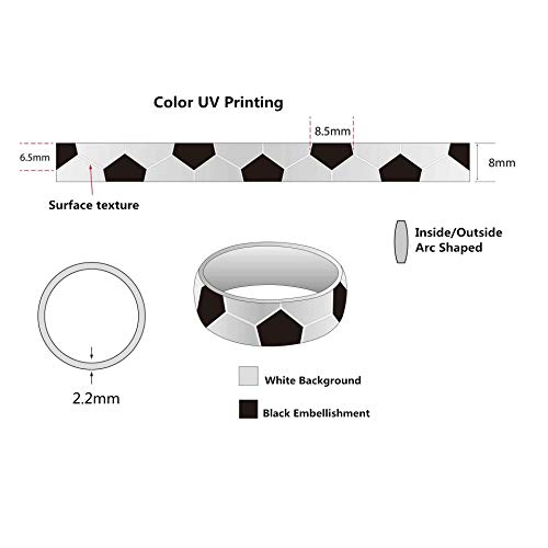 Image of Unisex 8mm Rotatable Sports Pattern Fidget Ring | Stainless Steel, Simple Plain Domed Style, Cool Punk Stress Reliever Jewelry