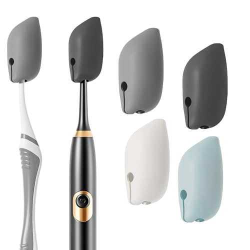 Muslish Silicone Toothbrush Covers 4 Pack Tooth Brush Cover Cap for Electric & Manual Toothbrush Heads Portable Toothbrush Protector for Travel Home (Gray)