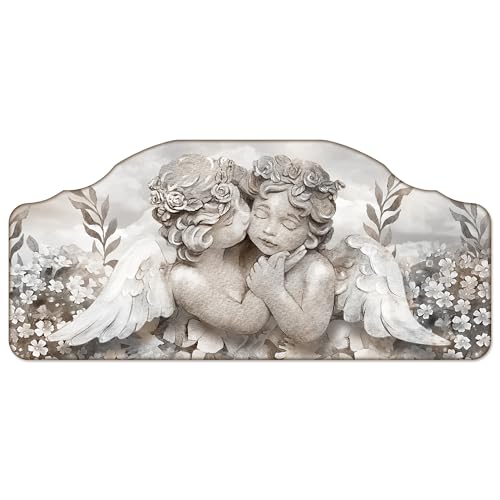 Lupia - Quadro camera da letto CAPEZZALE moderno 50x100 cm ANGELS IN FLOWERS MIX, Angeli, Stampa su legno Amorini, Artigianale, Made in Italy, soggiorno