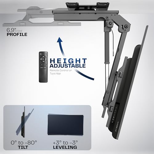 VIVO Electric Flip Down and Swivel Ceiling TV Mount for 37 to 70 inch Screens, Large Motorized Flat Ceiling VESA Mount, Holds up to 99 lbs, App and Voice Control, Black, MOUNT-E-FD75C-S