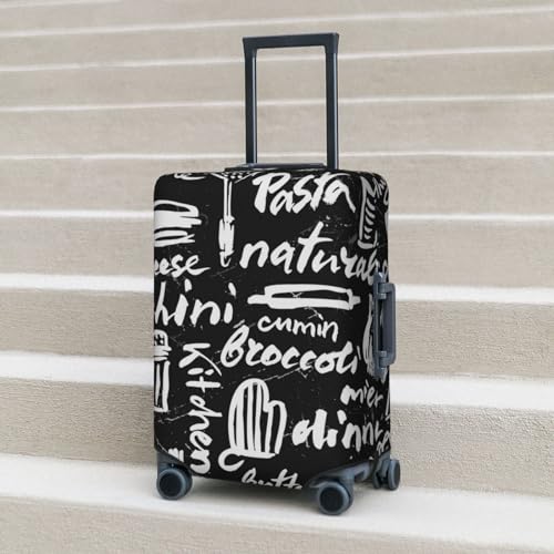 Pasta Bacon Luggage Cover TSA Approved Stylish Dust and Scratch Resistant Luggage Case Protector Washable Elasticated Luggage Covers for Kids and Adults3