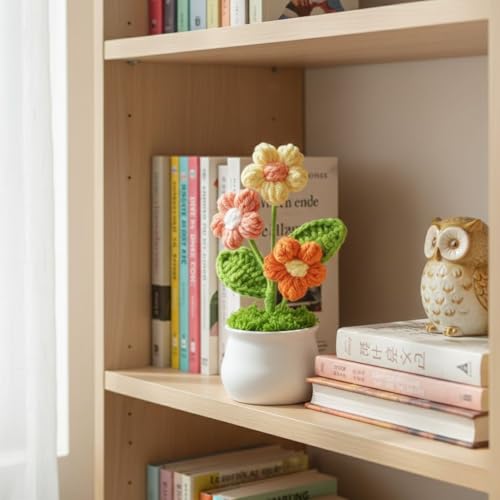 Image of SATYAM KRAFT 1 Pcs Artificial Daisy Crochet Flower Bouquet /Artificial Flowers Bunch /Crochet Flowers Bouquet /Crochet Flowers /Flowers Bouquet Gift for Girls Home Decor, Gifting (Multi)