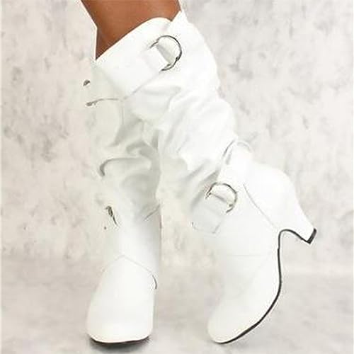 Ladmiple Fall Boots Women Knee High Wide Calf Cowboy Cowgirl Boots Lace Up Chunky Heel Fashion Western Victorian Boots3