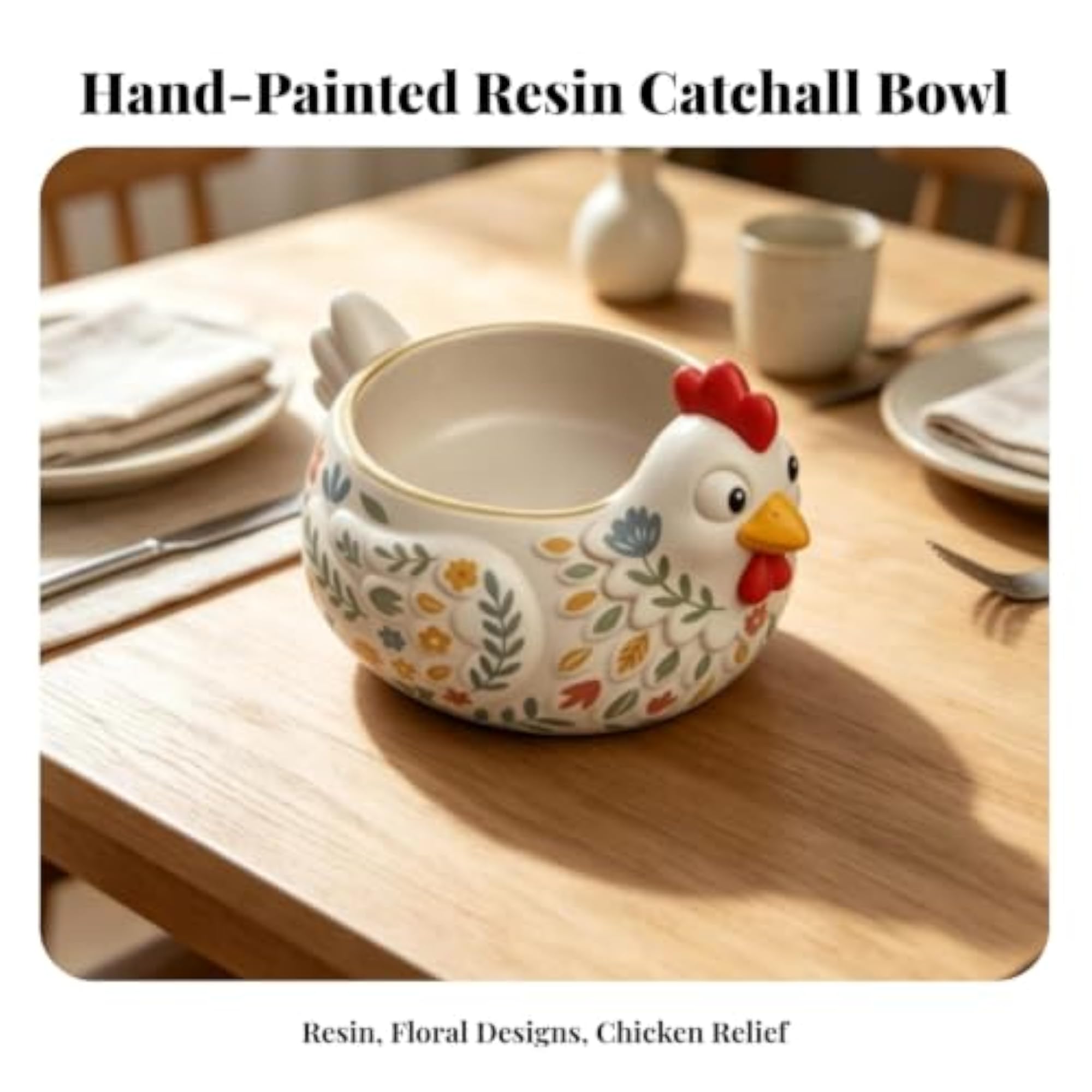 Resin Chicken Shaped Bowl, Open-Top Storage Box Gift