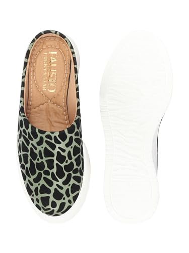 Image of FAUSTO Women's Fashion Outdoor Leopard Print Height Enhancer Open Back Slip On Casual Shoes