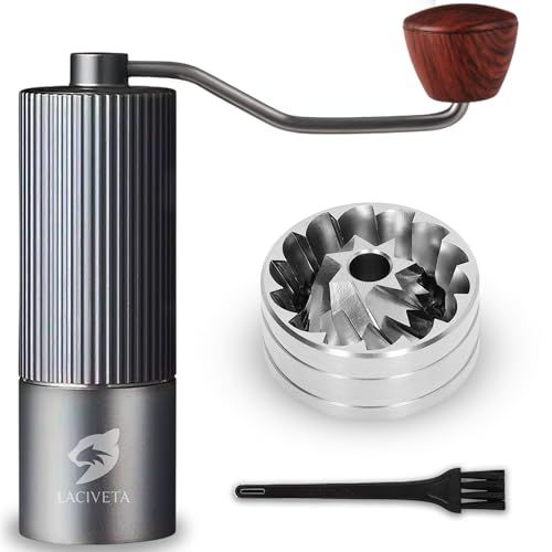LACIVETA Molinillo Café Manual con Muela Cónica de Acero Inoxidable heptagonal, Molinillo Cafe Manual...