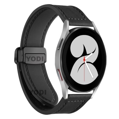 Image of YODI Watch Strap Compatible with Redmi Watch 5 Lite smartwatch, Genuine Leather Hybrid Watch band with Magnet Folding Buckle for men women (LEATHER BLACK)