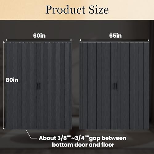 Image of SmartStandard 60x80in Double Accordion Doors, Double Walled, Classic Black