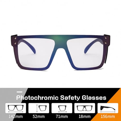BEASVFE Photochromic Safety Glasses, Protective Eyewear, Clear to Smoke Lens, Blue Light Blocking, (Green Mirror) by BEASVFE - Used condition - Image 4