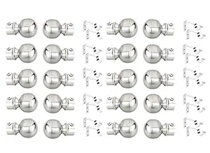L'VEER Stainless Steel Glossy Matte Series Curtain Bracket Support 10 Set Door and Window Fitting 20 Pieces for 1 Inch Rod (20)