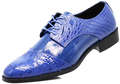 Image of STW Men's Alligator Crocodile Print Oxfords Fashion Lace Up Dress Shoes