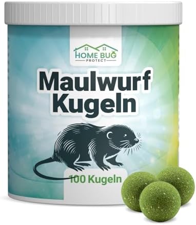 HomeBugProtect Maulwurf Vertreiber Kugeln auch zur Wühlmaus Abwehr, 100 STK | Wirksames Mittel mit Zitroneneukalyptus, tierfreundlich ohne Gift, Sofort- & Langzeitwirkung, Maulwurf