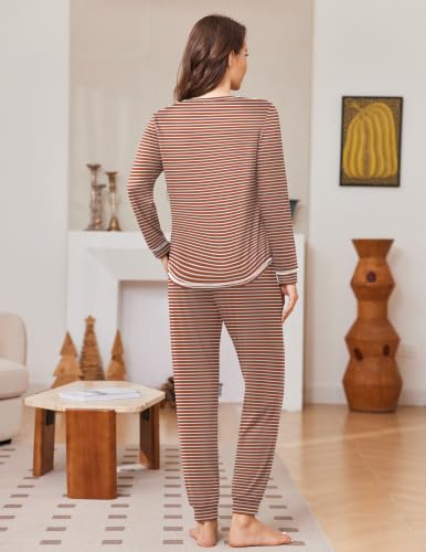 Ekouaer Pajamas for Women Set Long Sleeve Top and Jogger Pants Lounge Sets - image 3