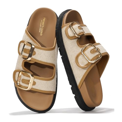 Project Cloud Platform Summer Sandals for Women 2025 - Comfortable and Adjustable Straps Summer Slides with Memory Foam Insole - Non-Slip Casual Womens Sandals