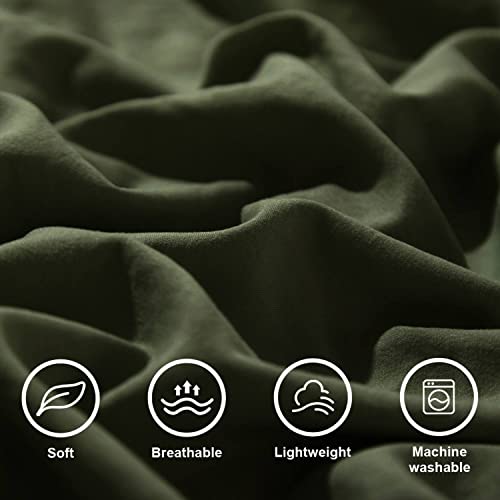 Etdiffe Dark Olive Green Duvet Cover Queen Size, 3 Piece Boho Bohemian Farmhouse Pom Microfiber Bedding Comforter Cover Set, Soft And Lightweight Quilt Cover (90X90) #TOP3