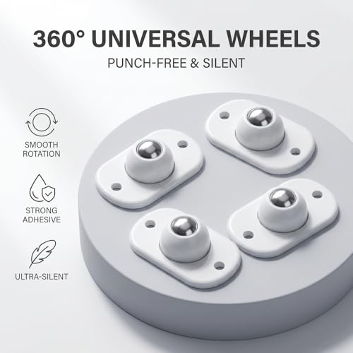 Image of Self Adhesive Caster Wheels, Appliance Wheels with 360 Swivel Mini Rollers, Small Appliance Slider for Coffee Maker Air Fryer Storage Box Trash Can Furniture (4, Black)