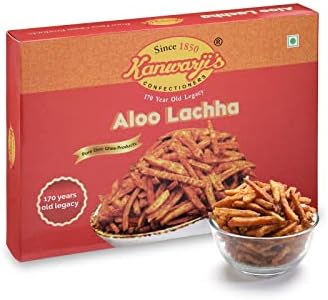 Kanwarji's Confectioners Aloo Lachha Namkeen (400g) | Medium Spicy Crispy Potato Lachha | Ready to Eat Indian Snack | Tea Time Snack
